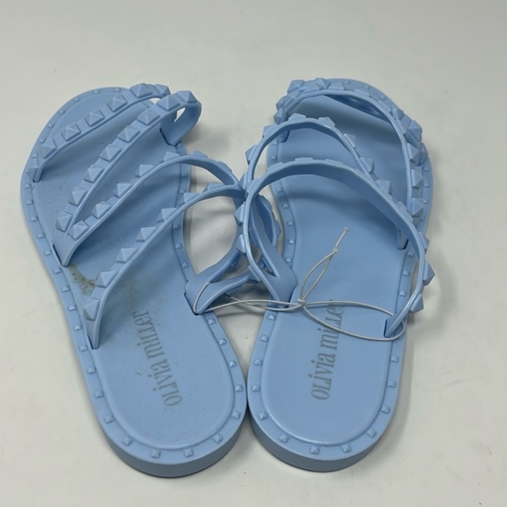 Olivia Miller Baby Blue Studded Slip-On Jelly Flat Sandals Size 6 - Picture 3 of 4